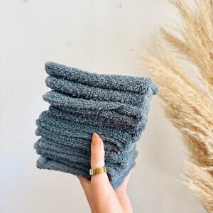 10 UTOPIA Dark Grey Gray Small Washcloth Guest Makeup Face Finger Towels Set